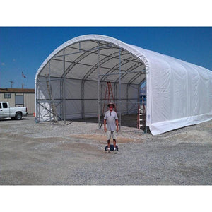 Sheds Express Truss Buildings White 65' x 49' x 26' Peaked Truss Building